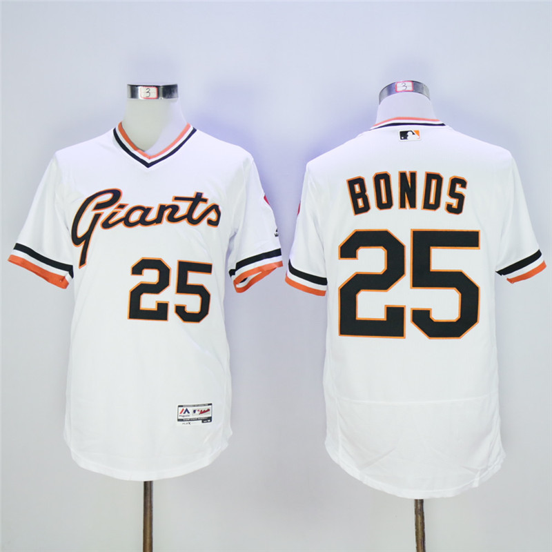 Men's San Francisco Giants #25 Barry Bonds White Throwback Flexbase Stitched MLB Jersey